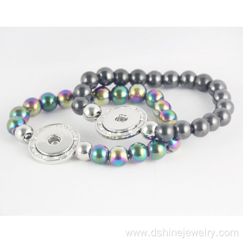 Hematite Beads Bracelet With Rhinestone Noosa Clip Bracelet